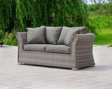 2 Seat Rattan Garden Sofa in Grey - Lisbon - Rattan Garden Furniture