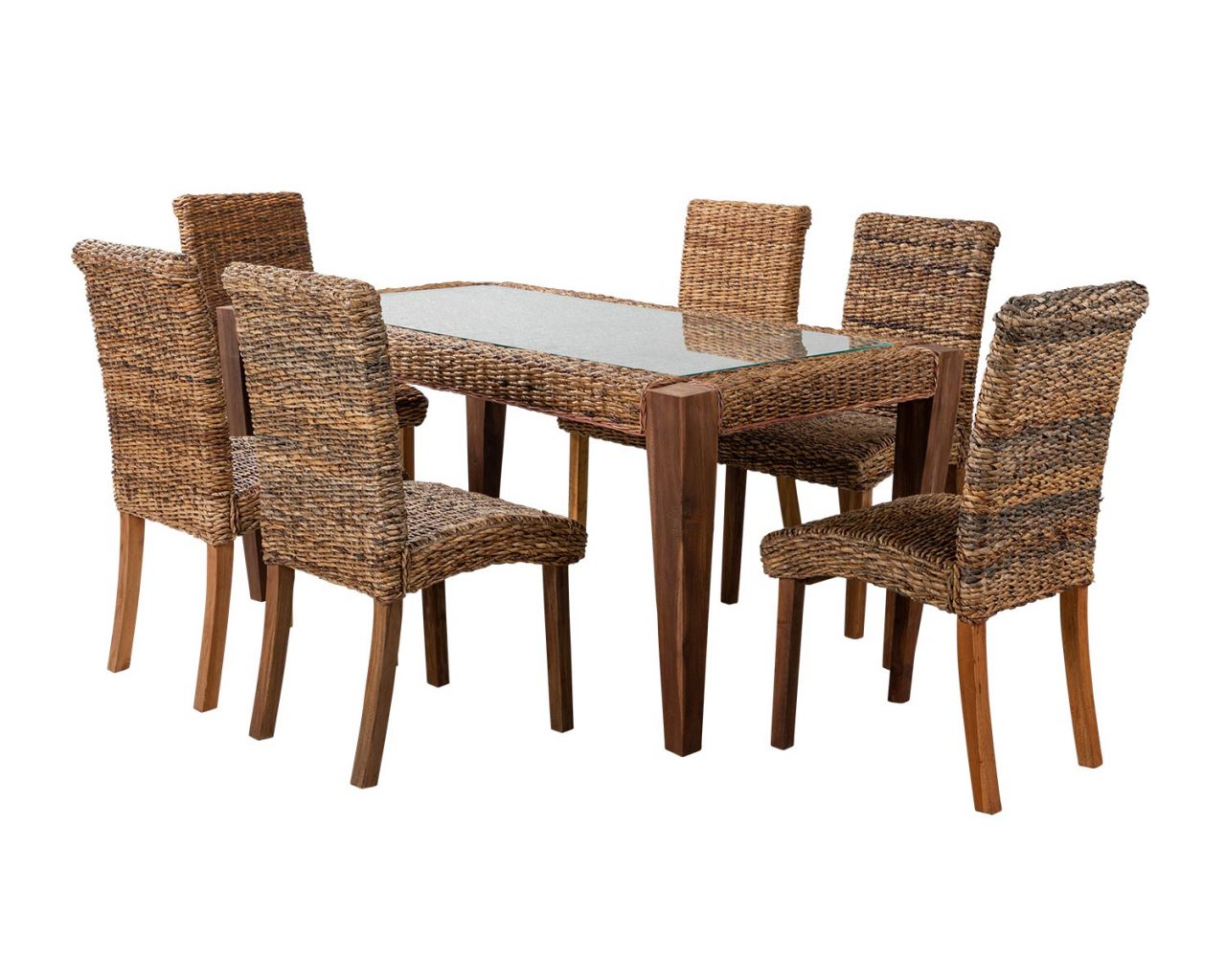 Rattan Indoor Large Dining Table And 6 Chairs Milan Rattan Garden