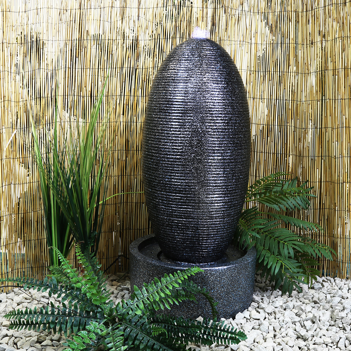 Oval Stone Water Feature Fountain Garden Self Contained - Rattan Garden ...