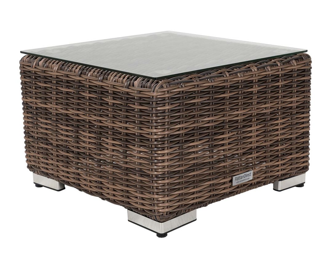 Small Square Rattan Garden Side Table in Truffle Brown - Rattan Garden