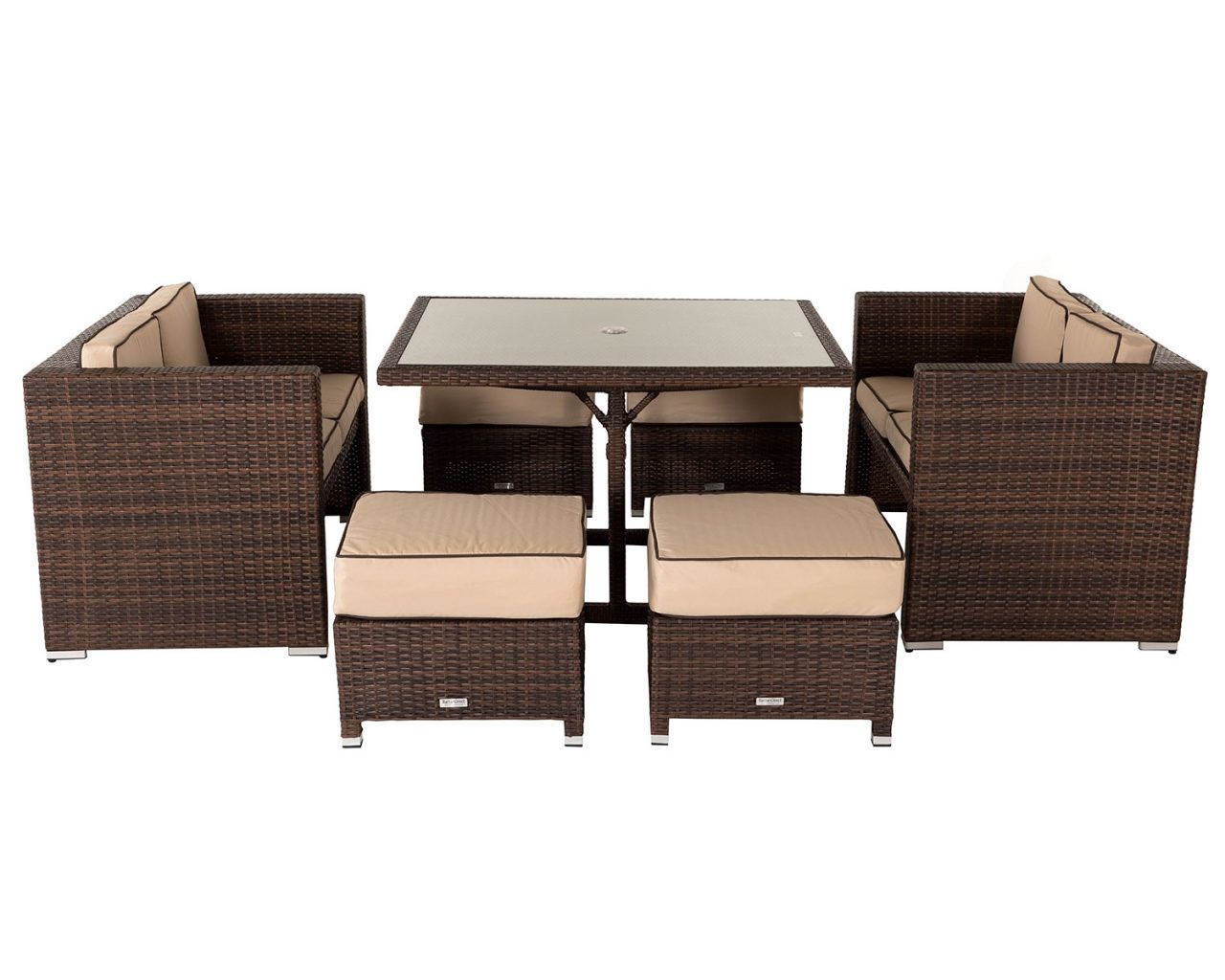 Rattan Garden Sofa Cube Set in Brown Barcelona Rattan Garden