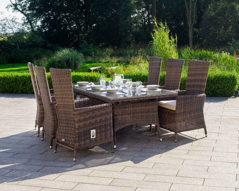 6 Seat Rattan Garden Dining Set With Rectangular Dining Table in